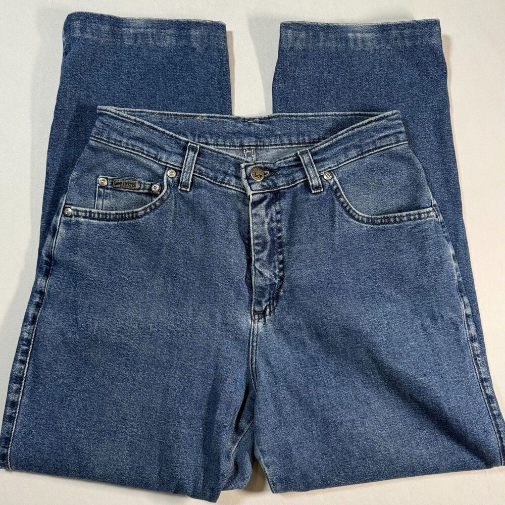 VINTAGE Lee Riveted Mom Jeans, 28 Inch, Circa 1992 Med Wash, Soft Tapered